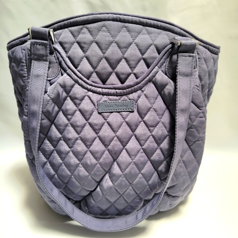 Vera Bradley Glenna Satchel in Microfiber Fabric in Carbon Gray